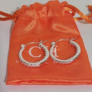 Crystal Haze Elegant Mini Serena Silver Hoop Earrings New